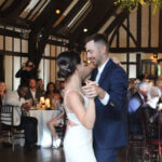 Bride and groom sharing their first dance at Glen View Club in Golf, Illinois, with music provided by Paul Michaels Events, a Chicagoland wedding DJ company