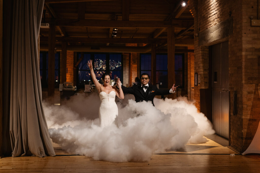 Grand entrance of Margaret and Ike using low laying fog effect